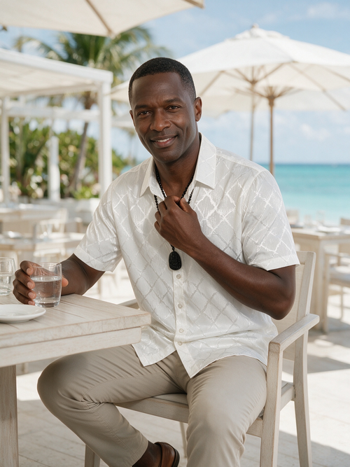 White diamond patterned high-end shirt