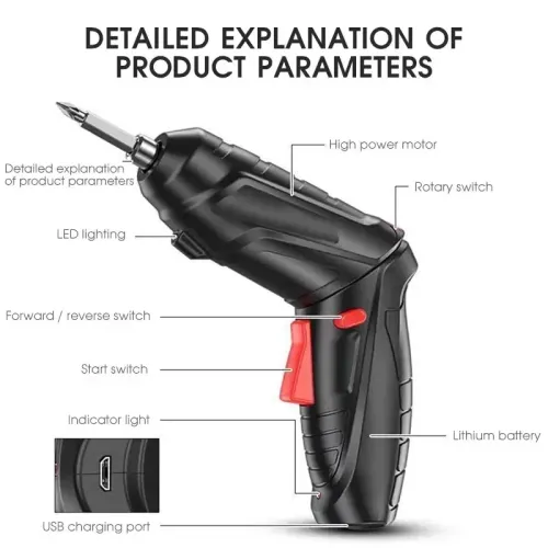 47pcs 3.6v Power Tools Set Household Maintenance Repair Built-inLithium Battery Mini Household Electric Drill Cordless Screwdriver Col