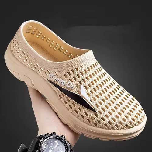 Men's Summer Thick Bottom Anti-slip Breathable Driving Outdoor Beach Sandals Comfortable Casual PVC Material Slip-On Shoes
