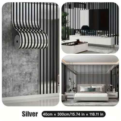 300cm*40cm Thick mirror striped self-adhesive wallpaper