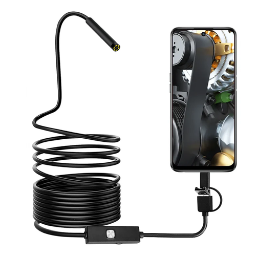 3 In 1 Endoscope Camera (2 Metre)Type-C With 6 LEDs, HD Mini Inspection Tool