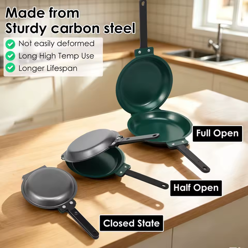 Double Sided Folding Non Stick Waffle Cake Frying Pan Carbon Steel Breakfast Pan Egg Steak Pancake Sandwich Maker Kitchen Tools