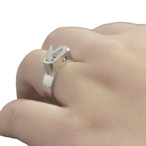 Stainless Steel Ring: Geometric & Minimalist Adjustable Open-Band Ring with Concealed Blade—Gold & Black Self-Defense Jewelry (Hidden Weapon)
