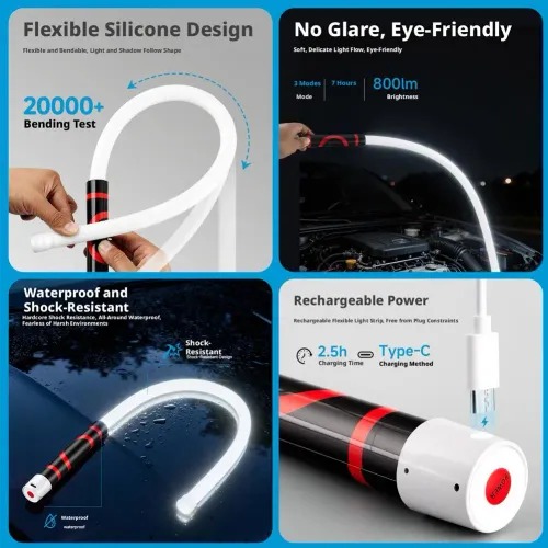 Flexible mechanical lamp with 360° bendable high-brightness LED