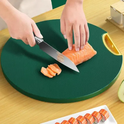 Double-Sided Round Kitchen Cutting Board – Mold-Proof PE, Non-Slip, Standable