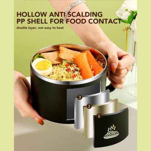 Portable 304 Stainless Steel Instant Noodles Bowl 1200ml With Lid Ramen Bowl Set Portable Ramen Cooker For Office