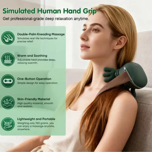 Wireless Neck Shoulder Massager, Bionic Hands Deep Tissue Massage, Portable Electric Kneading Shiatsu Back Massager for Muscle