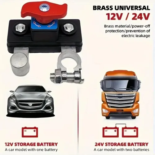 Car Battery Disconnect Switch, 12-24V Heavy Duty Master Kill Switch with Bidirectional Rotatable Joint