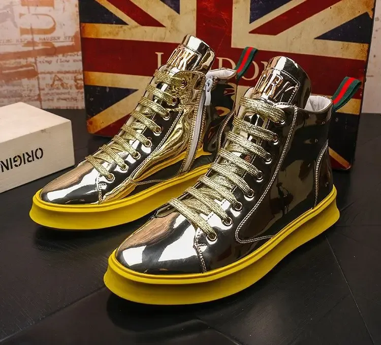 Fashionable High-Top Shoes Thick Bottom Casual Men's Footwear Spring Autumn New Style Korean Version All-Match Board Shoes