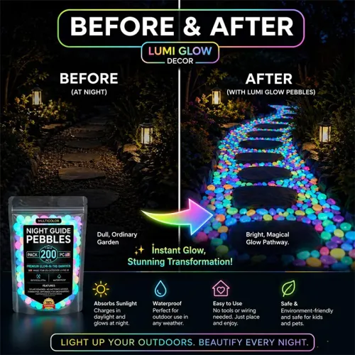 200pcs Colorful luminous garden stone