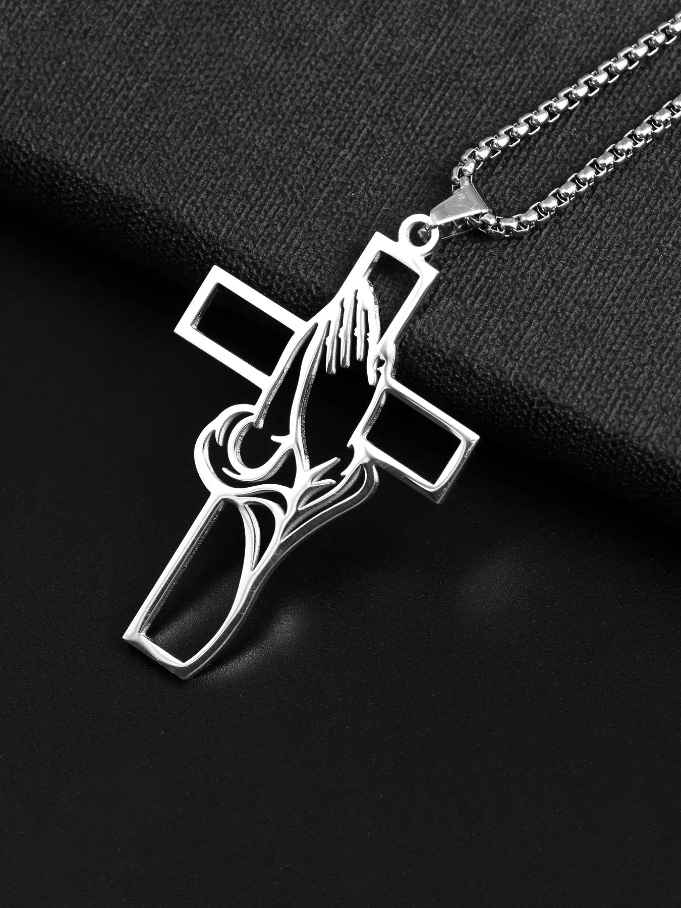3PCS Christian Bible Cross Chain Necklace Stainless Steel Pendant Necklace for Men Religious Prayer Jesus Jewelry Gift Corren