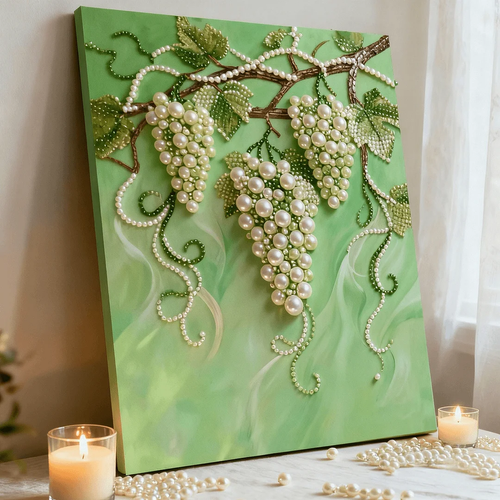 (40x50 cm) DIY Pearl Photo Frame with Grape Handmade Art Kit