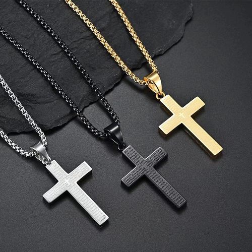 Necklace with a cross and the Lord's Prayer.