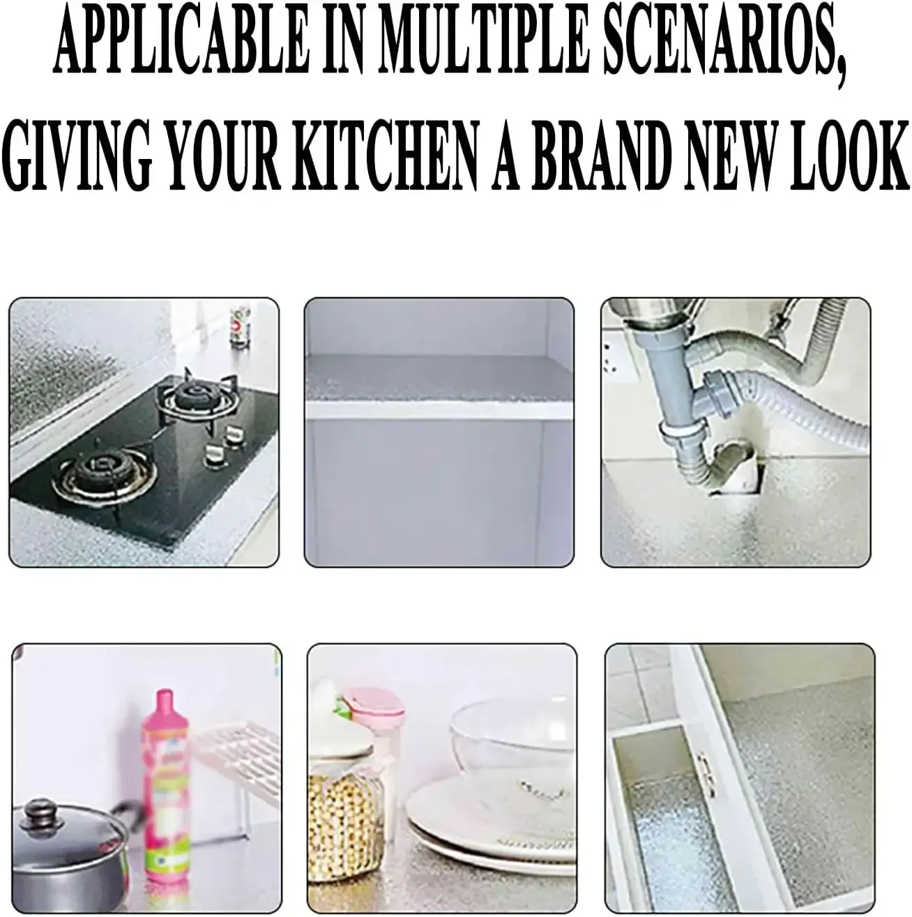 Stainless Steel Kitchen Oil-Proof Adhesive Wallpaper Roll 300cm*80cm