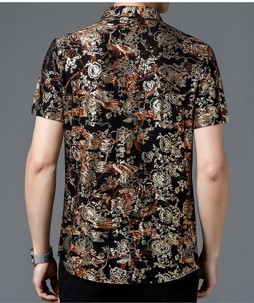 Men's Short-Sleeve Shirt — Mercerized Cotton, Wrinkle-Free, Floral Print — Loose-Fit, Plus Size (Up to 5XL)