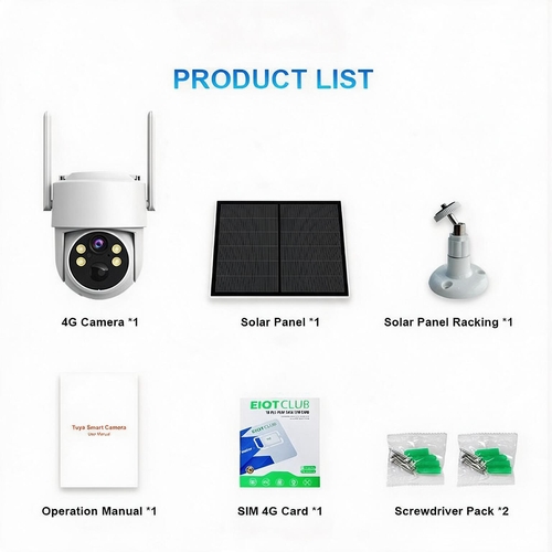 Solar-Powered 4G LTE Cellular Security Camera, Lifetime Free Unlimited Data, Zero Monthly Fees, No WiFi Required for Outdoor Use, 2K Color Night Vision, 360° Pan-Tilt-Zoom, Two-Way Audio, Built-in SIM Card