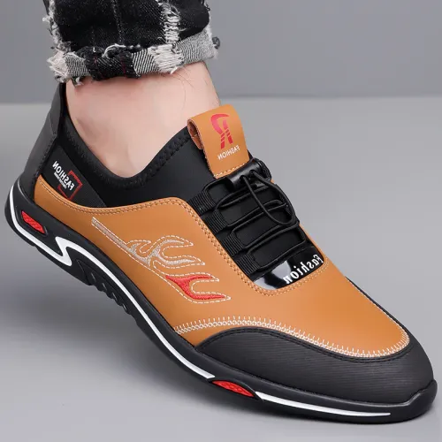 Men Casual Outdoor Shoes Leather Mens Business Shoes Comfy Antiskid Loafers Mens Slip on Walking Flats Shoes Men footwear