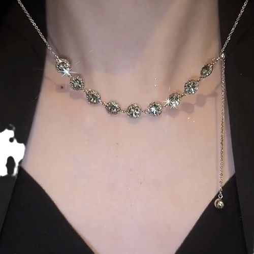 High-end luxury crystal diamond pull-out clavicle necklace