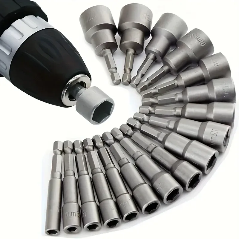 14pcs 5mm-12mm Hex Sockets Sleeve Nozzles Nut Driver Set Screwdriver Set Schroevendraaier Set Bits Sets Tools Socket Wrenches