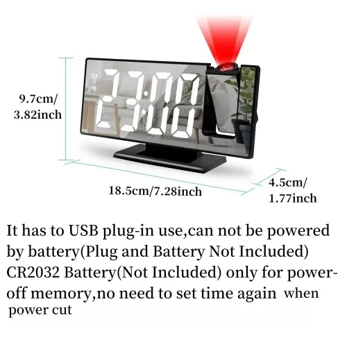 180 ° Projection Digital Alarm Clock