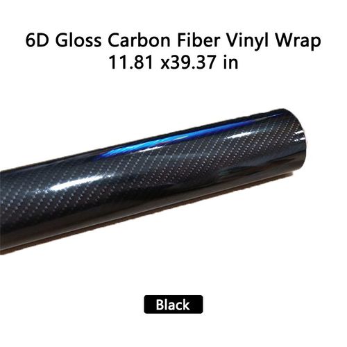 6D Gloss Carbon Fiber Vinyl Wrap Film, Self-Adhesive Car Interior Exterior Trim Decal with Air Release Channels, Waterproof Fade-Resistant Auto Sticker for Dashboard Door Mirror