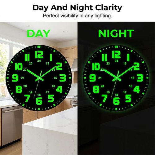 Luminous Wall Clock – Silent, 12-Inch, Day & Night Visibility 🌙