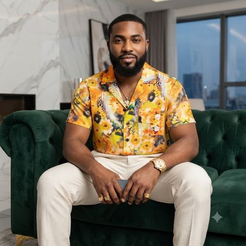 Sunflower-print retro Cuban-collar shirt