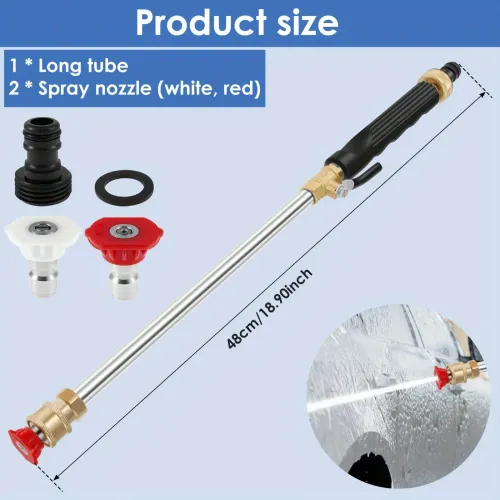 Heavy duty high-pressure cleaning spray bar with two nozzles - a multifunctional garden hose for car and yard cleaning.