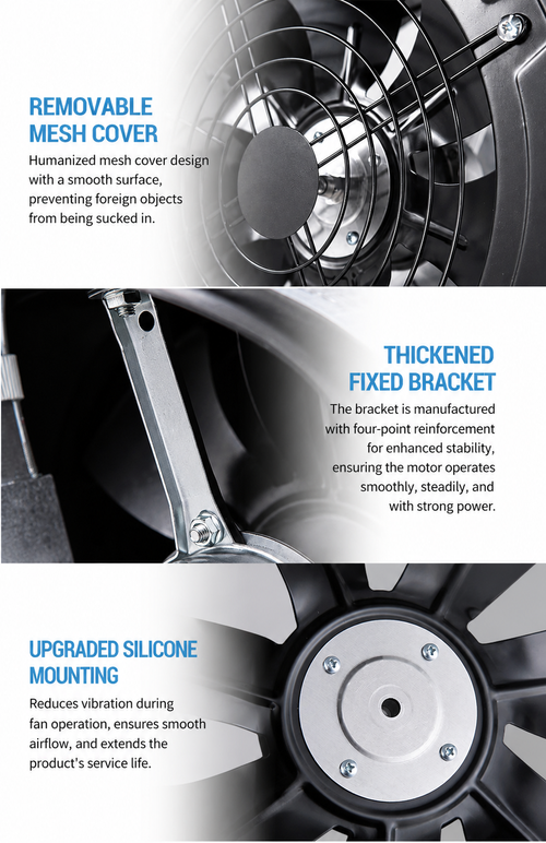 Flip Ventilation Fan Kitchen Fume Exhaust High Speed Household Air Extractor Ten Inch Wall Mount Window Type Electric Vent