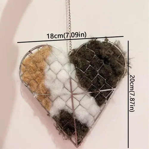 Handmade Alpaca Fiber Bird Nesting Heart Heart Shape Cotton Wool Winter Bird Tree Shelter Hanging Weather-Resistant