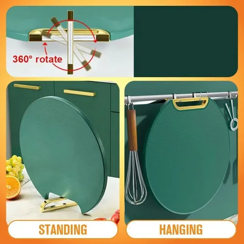 Double-Sided Round Kitchen Cutting Board – Mold-Proof PE, Non-Slip, Standable