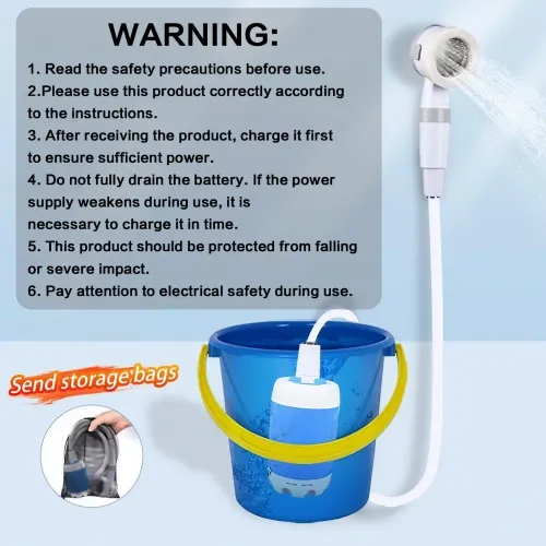 Portable USB Rechargeable Camping Shower Pump Electric Filter Shower
