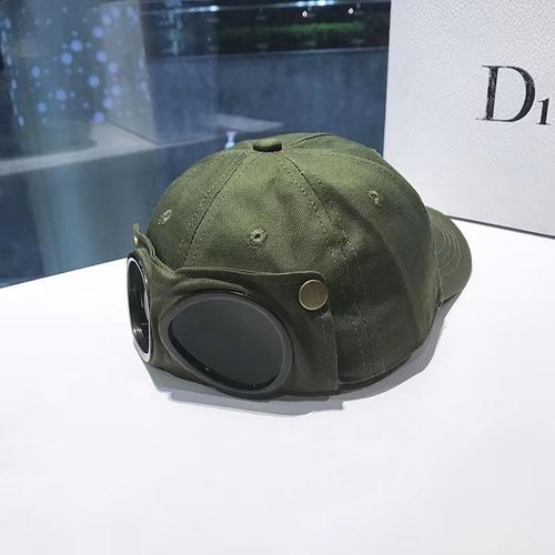 Aviator-style baseball cap with built-in sunglasses