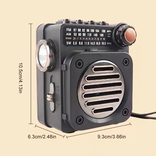 Portable Radio Wireless BT Music Player Pocket Radio with LED Flashlight Mini Radio Receiver for Home or Outdoor
