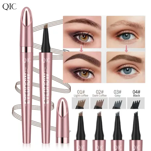 Four Tip Eyebrow Pen  Available in Black Coffee Gray (4 Shades) Liquid Formula Waterproof Long Lasting Natural Looking Finish Sweat Resistant Smudge Proof Beauty Makeup Essential.
