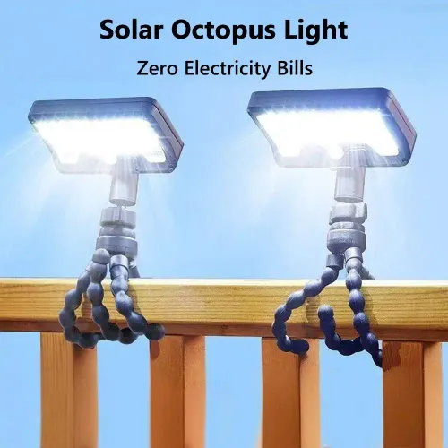 LED Solar Flood Light Flexible Octopus Tripod Portable Clip Light Waterproof Security Lights Clip Garden Decorative Light