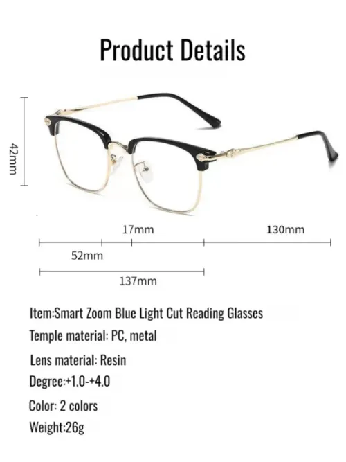 Auto-Zoom Anti-Blue Light Intelligent Glasses