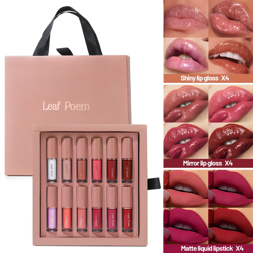 12pcs Set Of Mirror Matte Lip Gloss Set