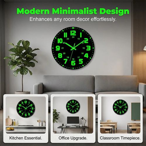 Luminous Wall Clock – Silent, 12-Inch, Day & Night Visibility 🌙