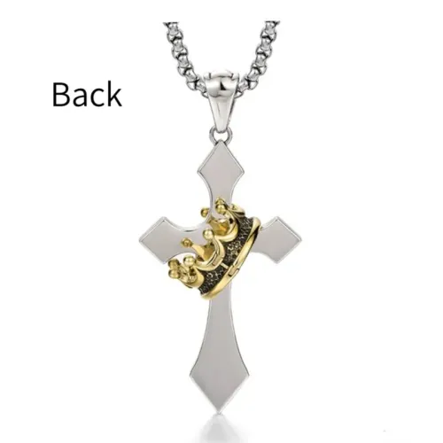 Punk Cross with Crown Pendant Necklace