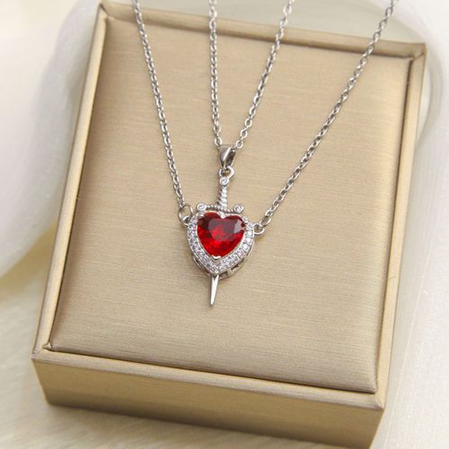 Heart-piercing love couple pendant - Heart and sword matching set