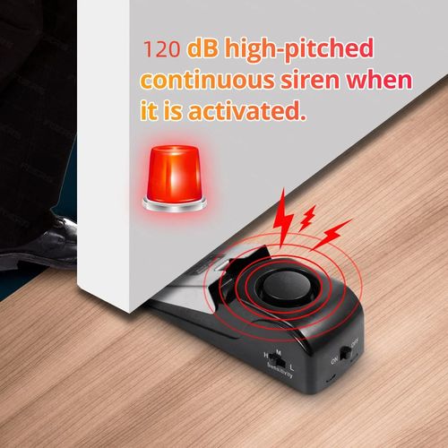 Wireless Door Stop Alarm System 120dB Loud Home Security Anti-theft Door Stop System Portable Door Stop Pressure Alarm