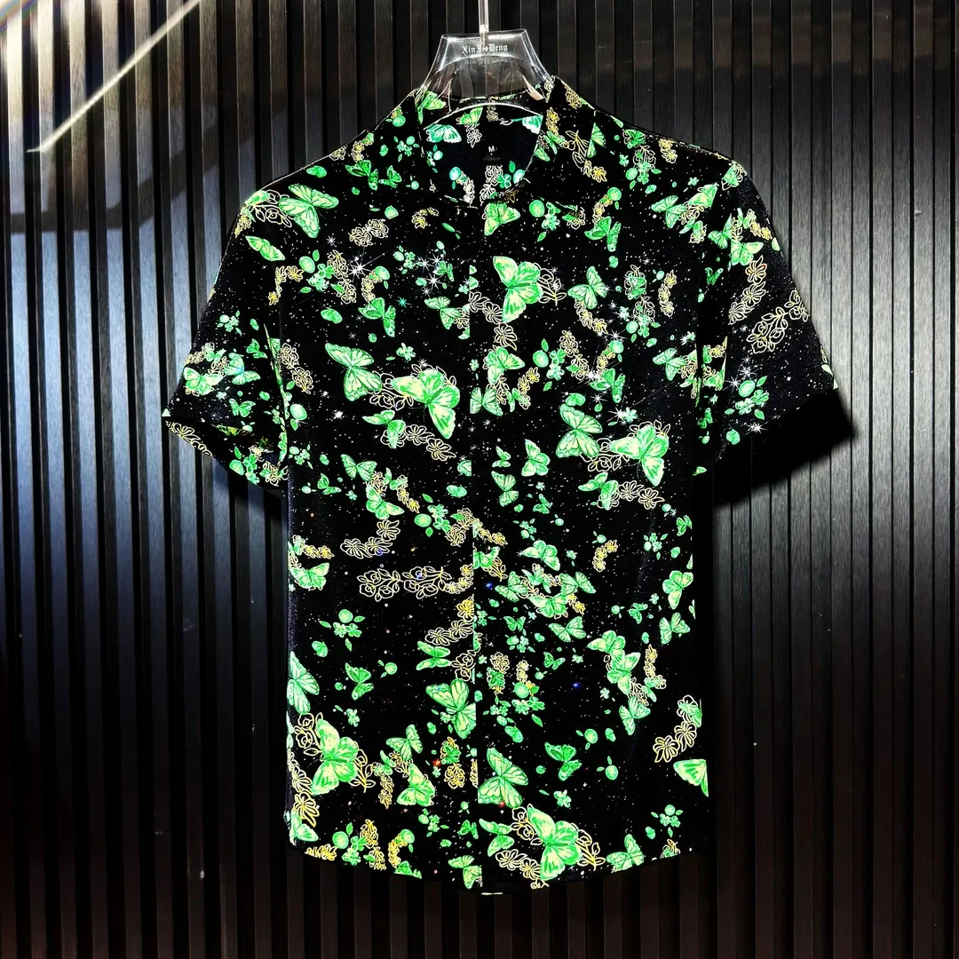 Men's butterfly-print shirt with a rugged, cool vibe