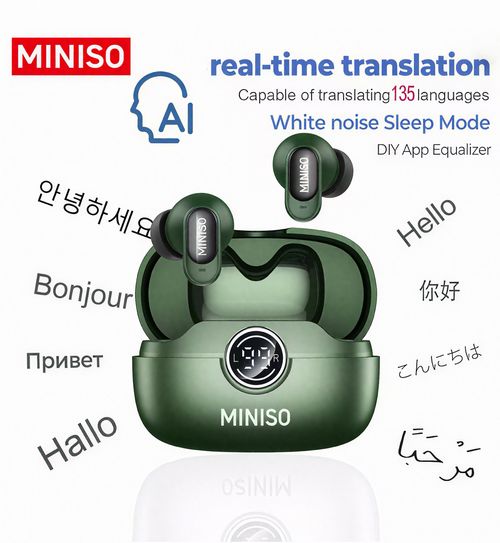 MINISO MS105 TWS Wireless Bluetooth Earbuds AI Translation Earbuds HiFi Stereo Noise Cancelling HD Mic for Travel Business