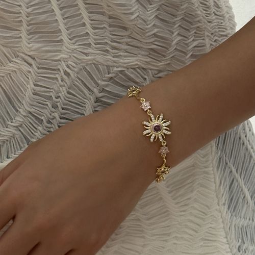 Sun of Divine Light Faith Bracelet – Pink Crystal Blessing, Elegant Protection Jewelry for  Women, Gift for Church, Wedding & Special Days