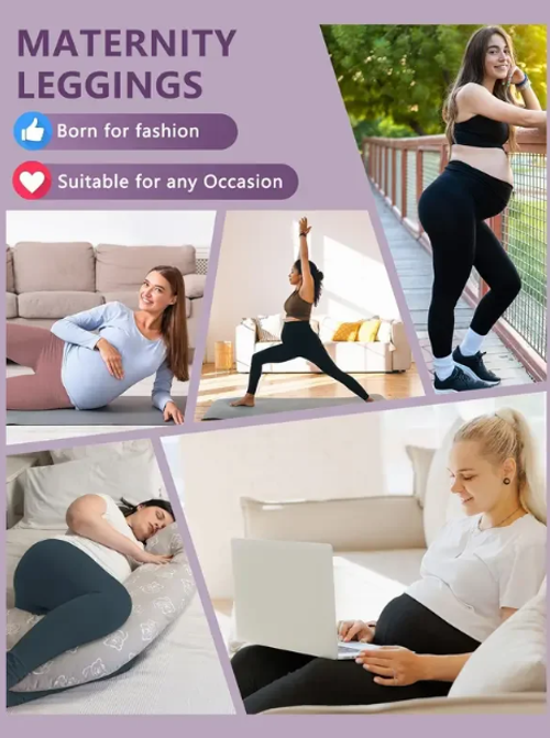 Maternity Clothes Pregnancy Clothes Adjustable Waistband Pants with Side Pockets Belly Support All Trimesters