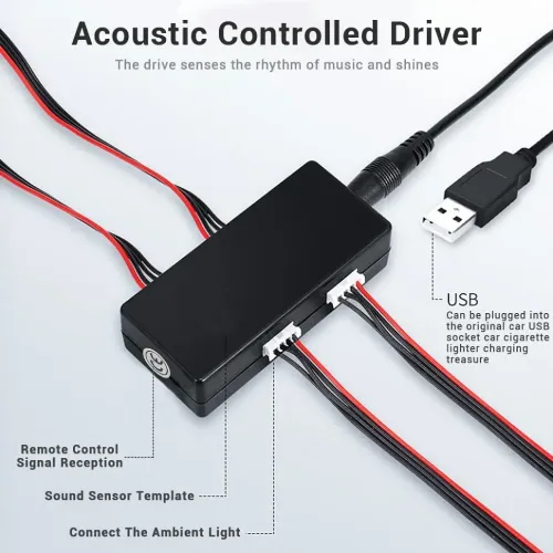 Foot starry sky atmosphere light, floor star one to four car interior modification, colorful voice controlled LED decorative atmosphere light