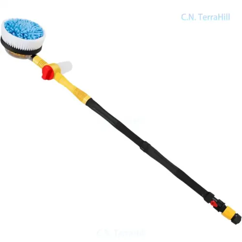 Car Wash Brush with Extendable Handle, Microfiber Chenille Mop Head, Self-Rotating Cleaning Tool for Auto Detailing