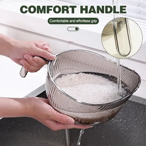 2PCS Multifunctional Rice Rinser Bowl Drainer Scoop Water Filter Cup Plastic Material For Washing Fruits Vegetables Draining