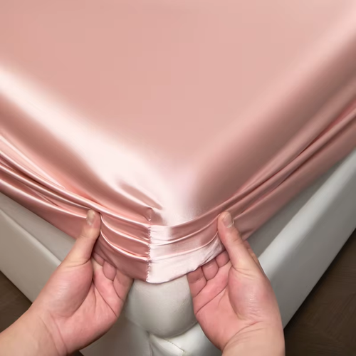 ✨ 3-Piece Ice Silk Fitted Sheet Set, 1 Fitted Sheet + 2 Pillowcases, Silky Smooth Cooling & Breathable Bed Sheets with Stretchy Elastic Fit for 10–18cm Mattresses